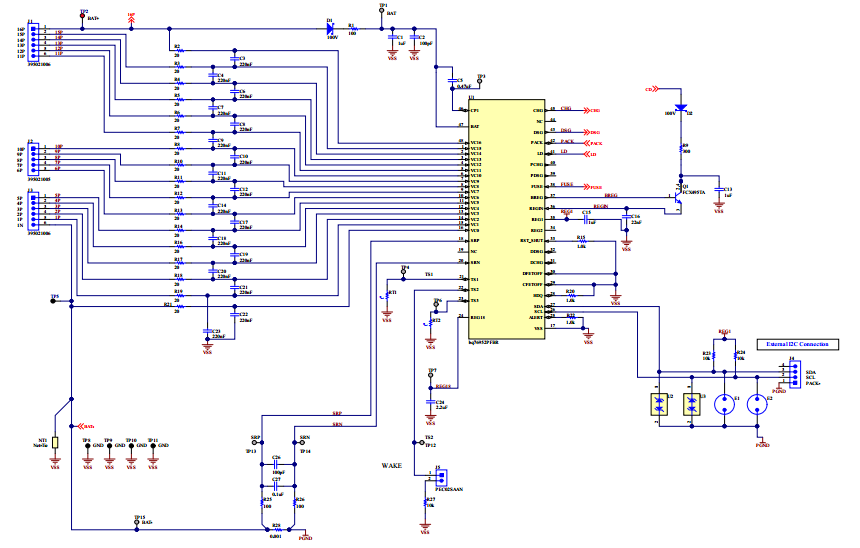 BQ76952 16 节电池原理图—检测控制电路