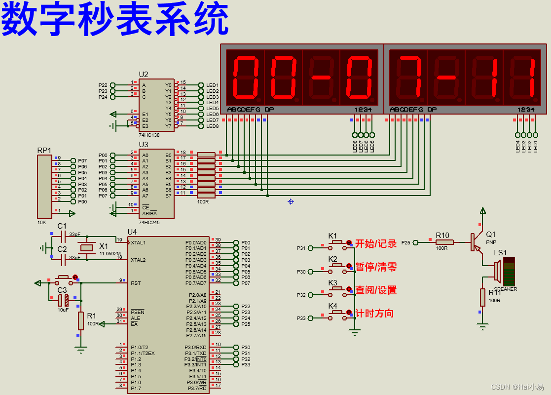 【Proteus仿真】【51单片机】数字秒表设计_proteus电子秒表的设计-CSDN博客