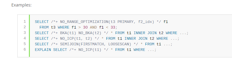 MySQL 5.7-8.9.3 Optimizer Hints(优化器提示)