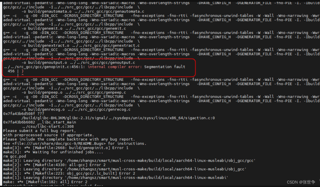 编译报错 internal compiler error: Segmentation fault 解决方法