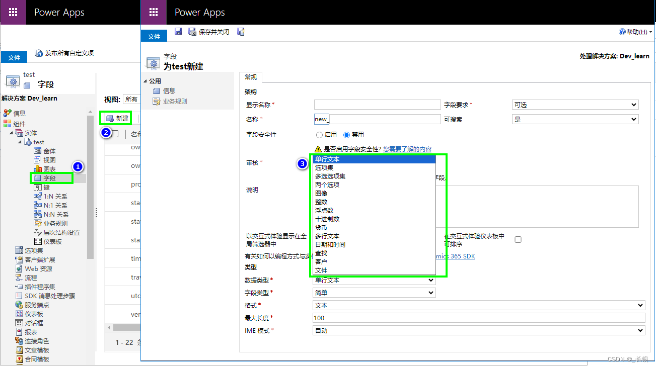 Dynamics 365 字段类型介绍