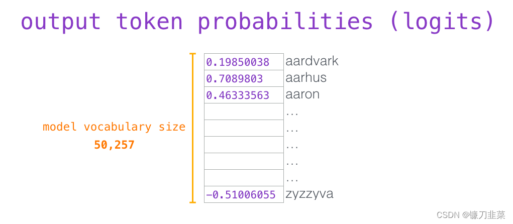 output token probabilities