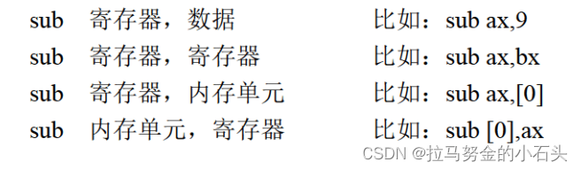 sub指令的形式