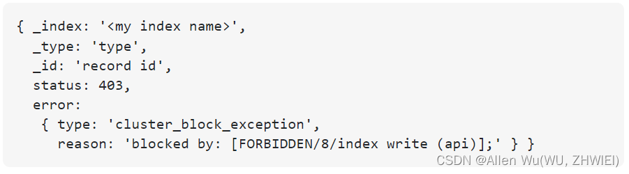 【cluster_block_exception】写操作elasticsearch索引报错