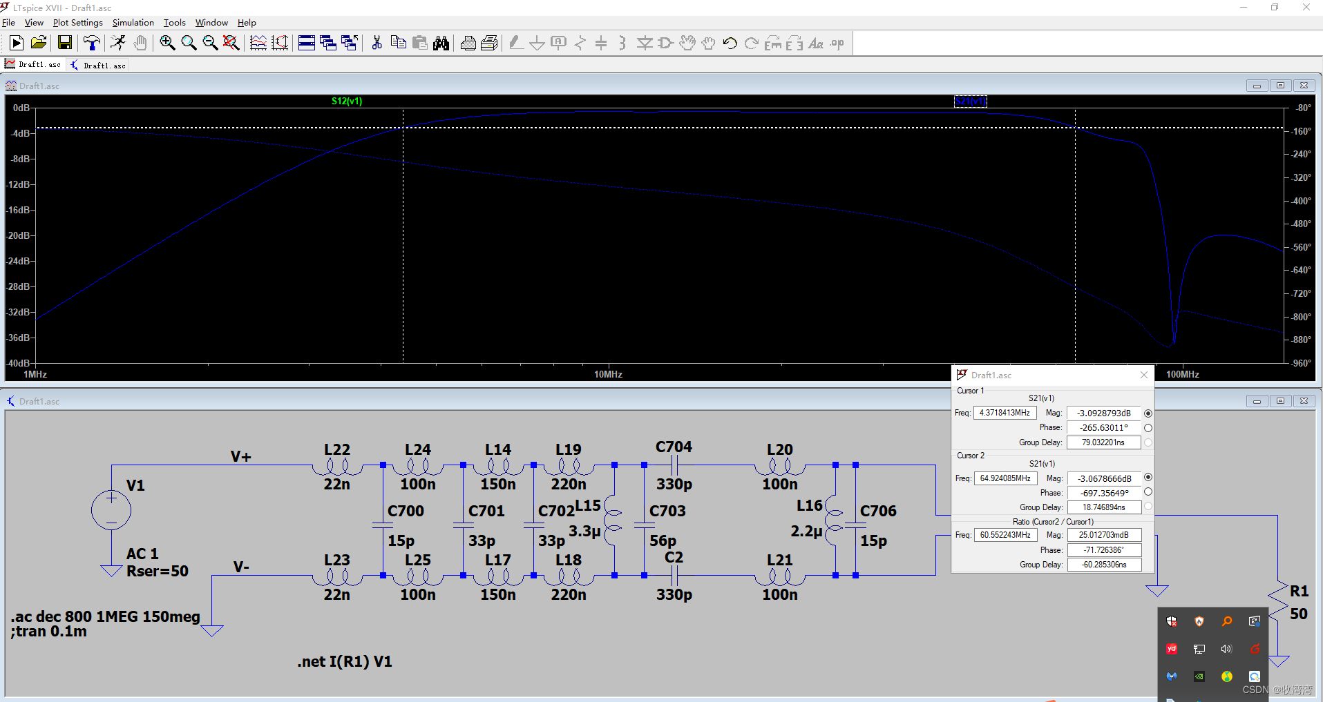 LT Spice XVII无源滤波器设计。_自动设计无源滤波器CSDN博客
