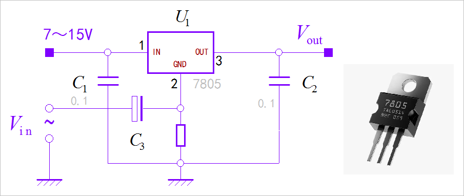 7805 Integrated Voltage Regulator