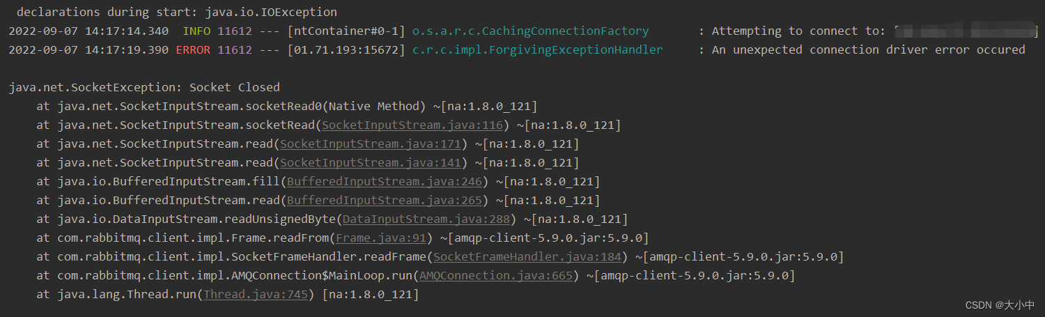 图片意思就是没有连接到rabiitmq