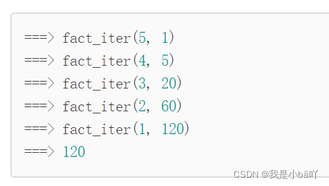 fact(5)对应的fact_iter(5, 1)的调用