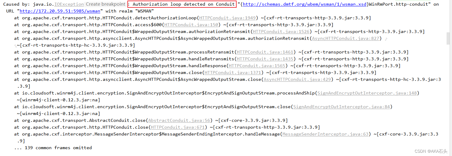 Authorization loop detected on Conduit with realm “WSMAN“