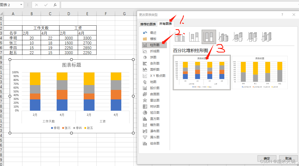 【Excel】如何画不同时序交叉的百分比堆积柱状图