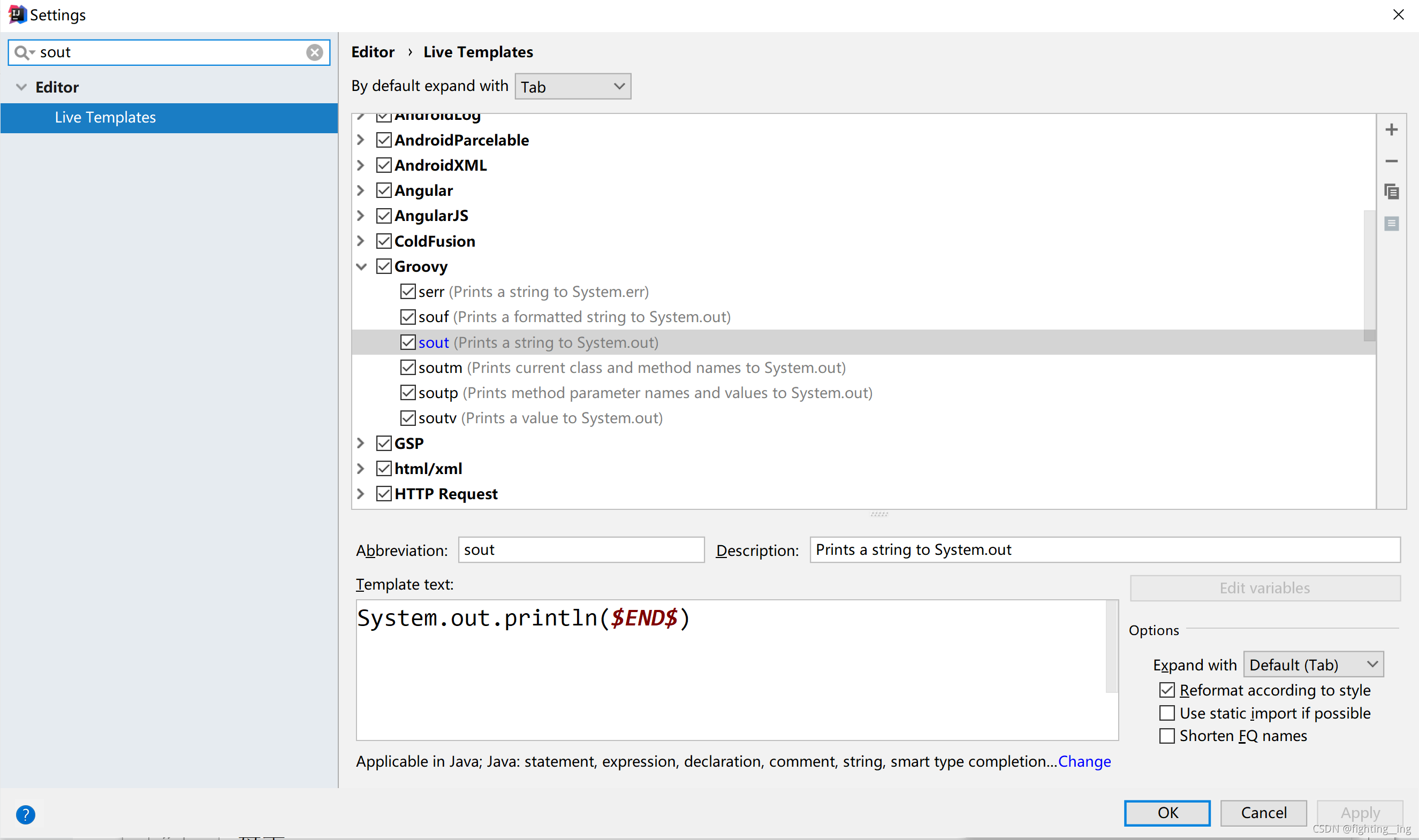 IDEA中输入sout回车后得到的是println如何解决_idea输sout-CSDN博客