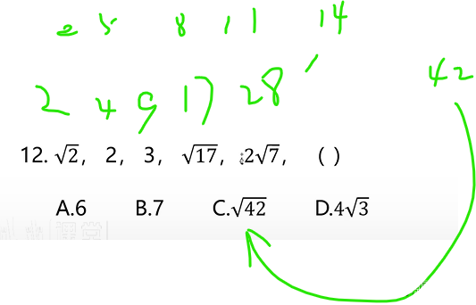 国考省考行测：数字推理题，趋势平缓作差，趋势陡峭看平方乘积，根号数列平方，分数小数拆开看