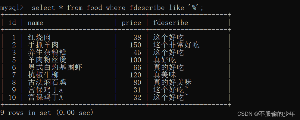 【mysql学习】7.通配符匹配(模糊查询)