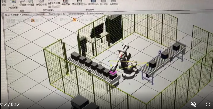 ABB robotstudio双传送链工作站，源源不断物料，运用smart组件，简单好理解