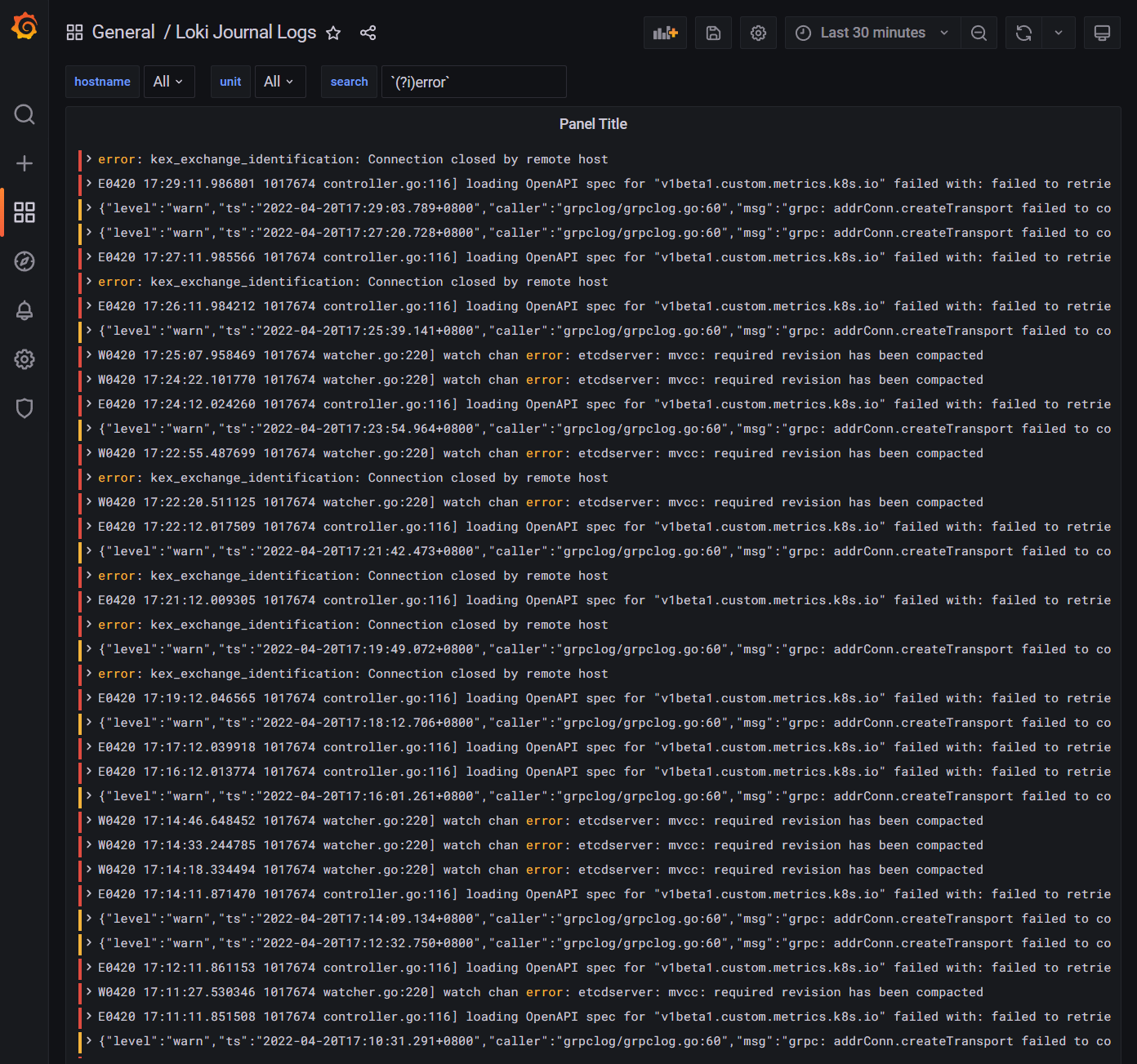 Grafana 系列文章（十二）：如何使用Loki创建一个用于搜索日志的Grafana仪表板