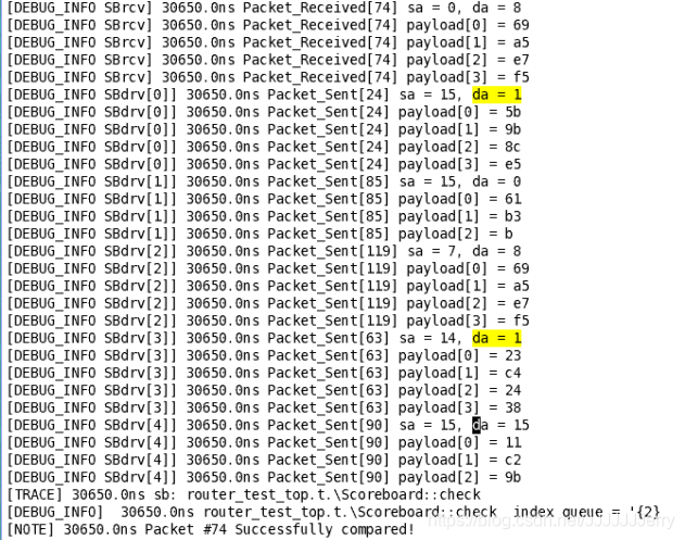 sa=14，da=1第一次出现在pkt2send的队列里