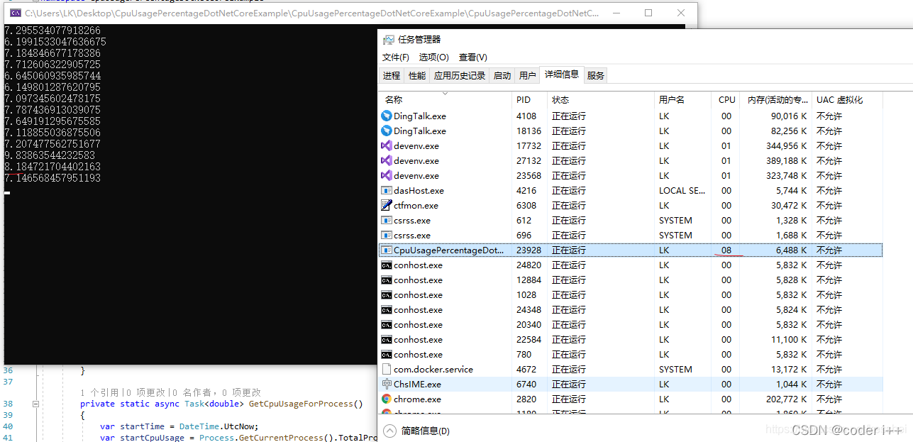 .Net Core 5 查看当前CPU 占用比例