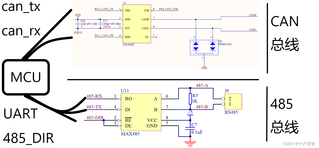 STM32+收发器实现CAN和485总线