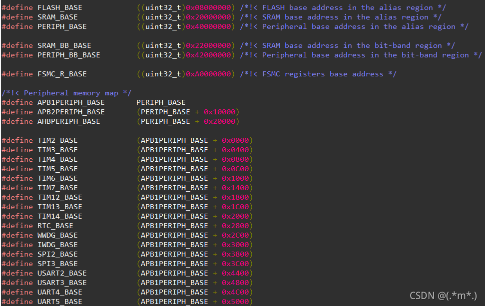 各种寄存器的地址,有兴趣的可以打开源文件自己看一下