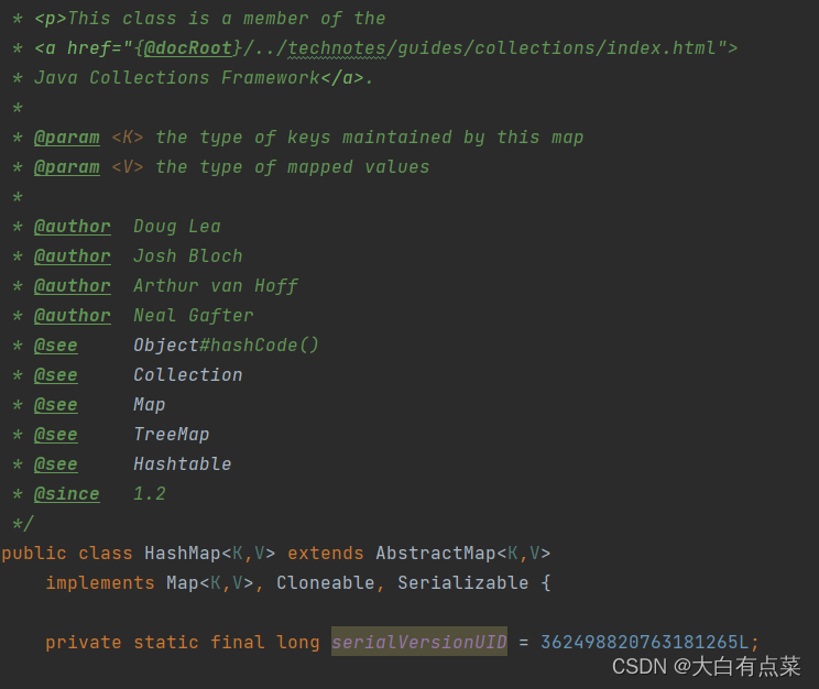 HashMap 继承自  AbstractMap  类，实现  Map 、Cloneable 、Serializable 三个接口