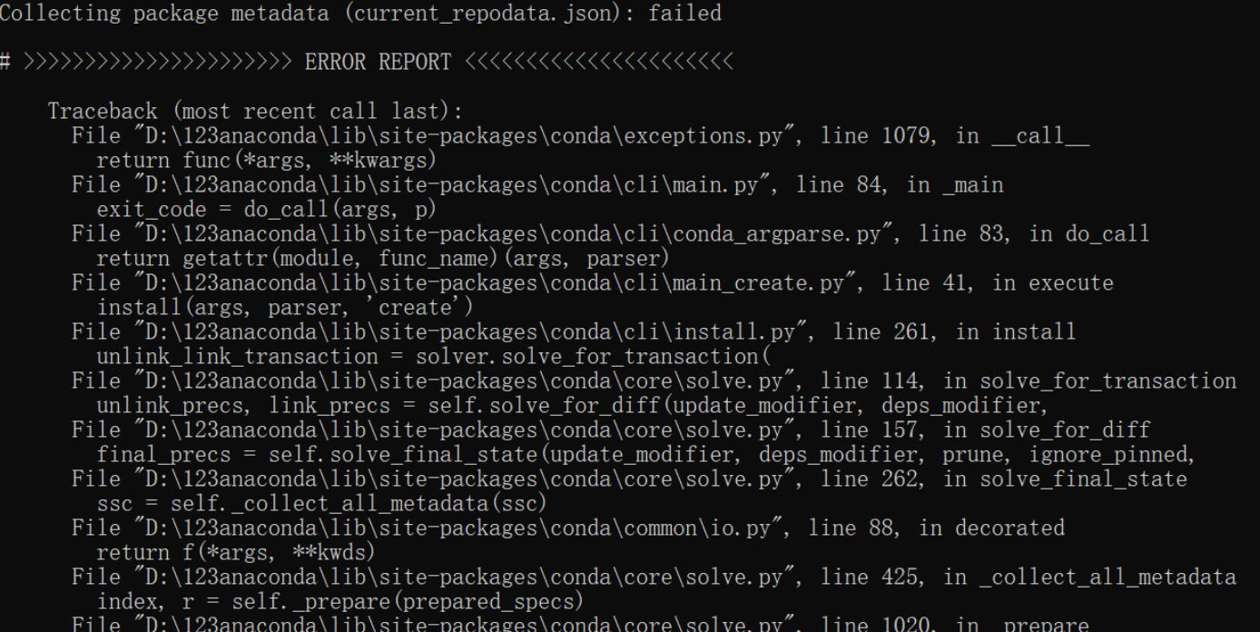 collecting-package-metadata-current-repodata-json-failed-pycharm