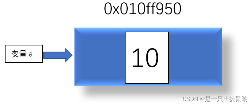 通过计算机内存的地址我们知道变量a里面存放的是10