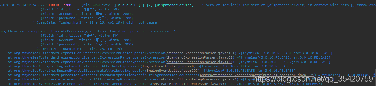 spring boot 的常见thymeleaf异常之 Could not parse as expression 错误_thymeleaf ...