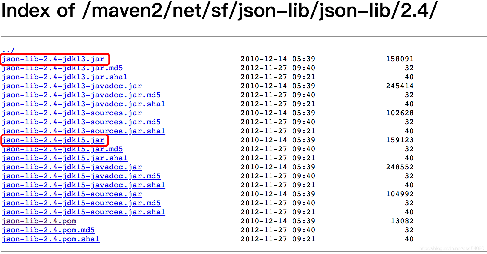 maven repository中的json-lib版本