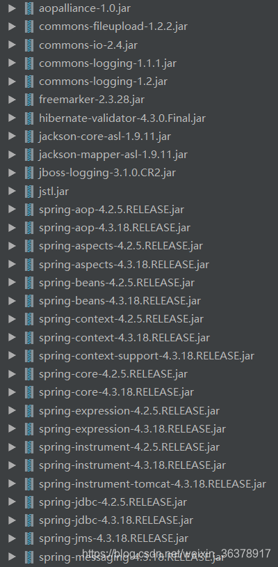 Spring MVC所依賴的jar包1