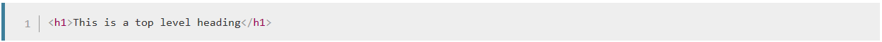 <h1>This is a top level heading</h1>