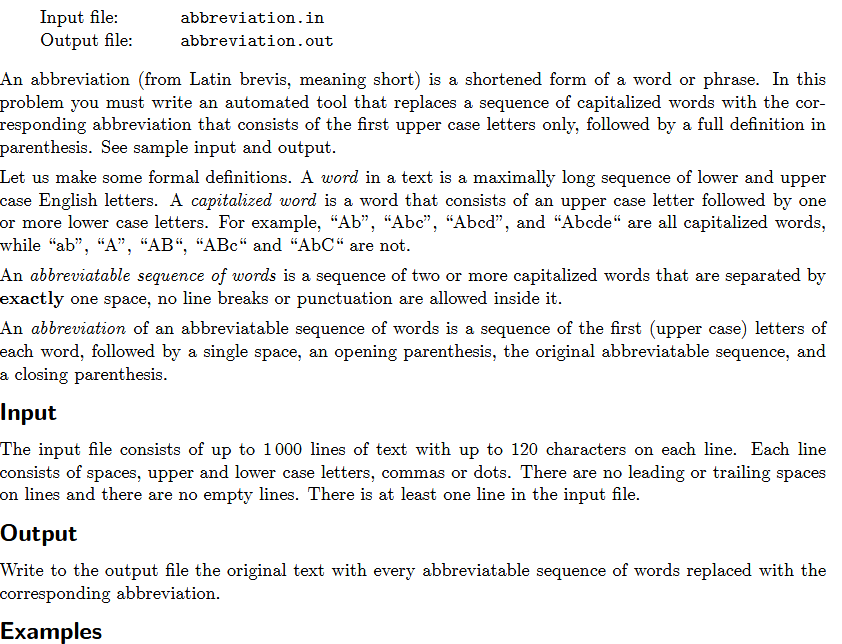 Gym 101190A Abbreviation（字符串模拟）_gym 101190a abbreviation(字符串