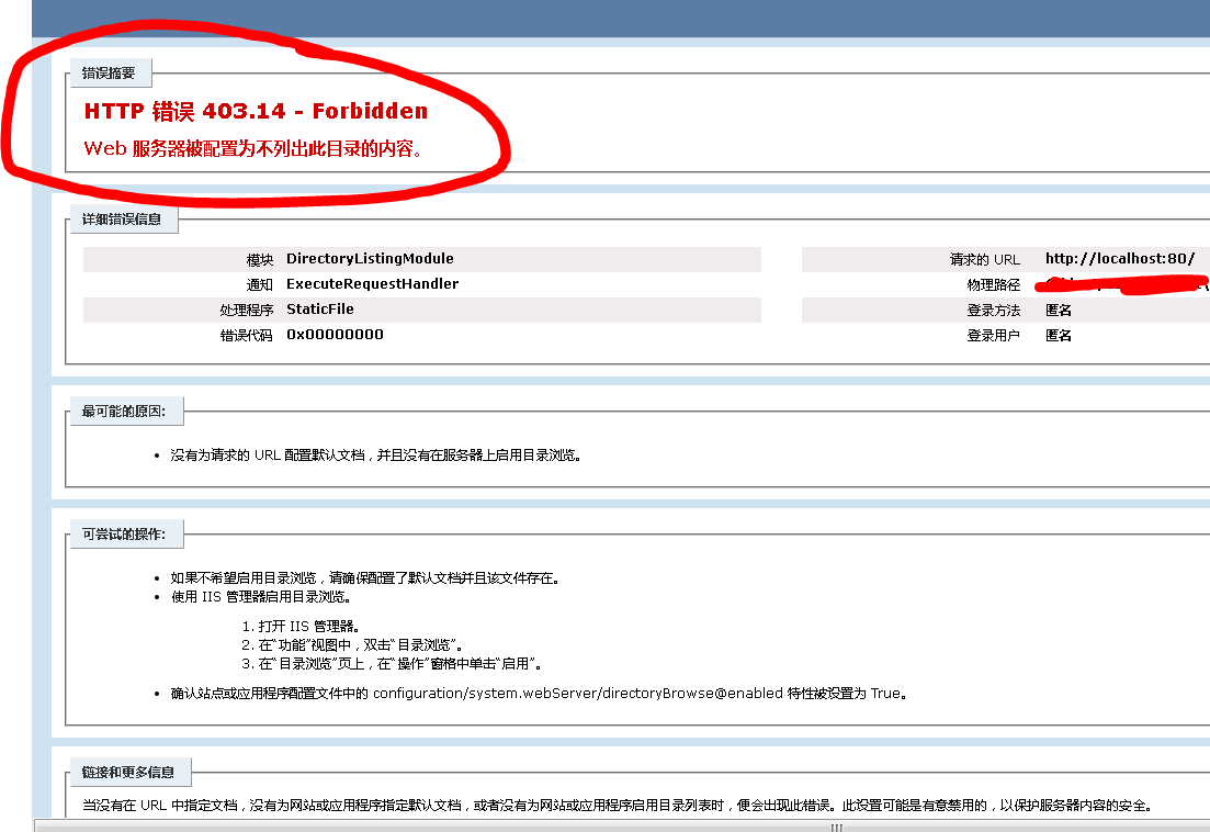 Iis 403 14 forbidden error solution programmer sought