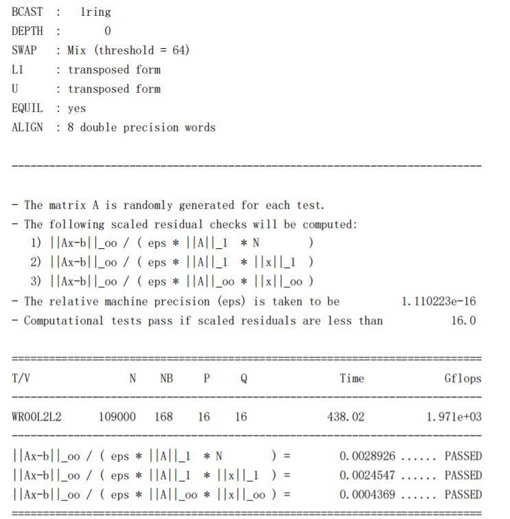 Linpack был внезапно завершен недостаточно памяти