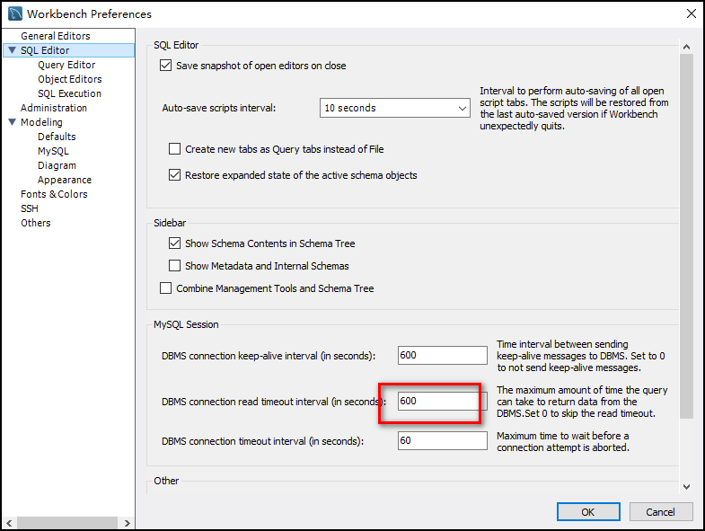 Error Code: 2013. Lost connection to MySQL server during query	30.000 sec