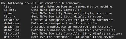 圖 4 -  nvme-cli中namespace命令