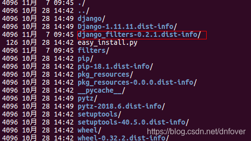 发现只有''django_filters-0.2.1.dist-info''目录,并没有''django_filters'', 而导入包的时候是需要找''django_filters'', 证明包是有问题的