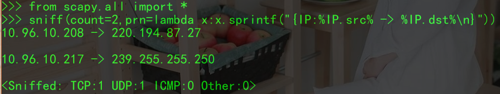 Python中Scapy网络嗅探模块的使用第2张