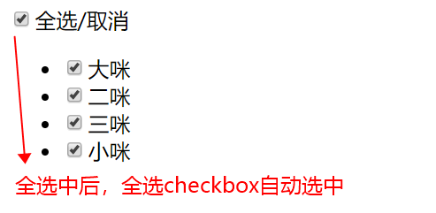 JS判断checkbox是否全被选中，当手动将所有checkbox都选中时，全选checkbox自动选中_h5当用户点击全部选中按钮时所有复选 ...