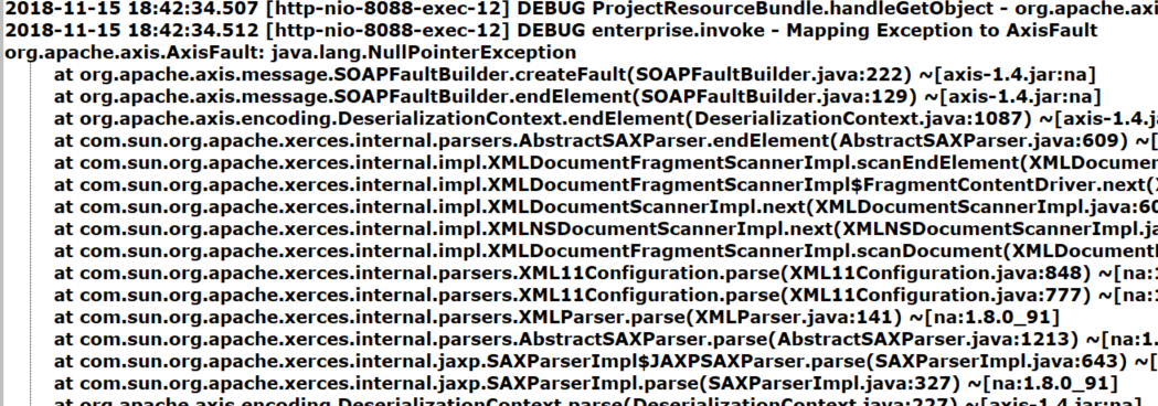 Mapping Exception to AxisFault org.apache.axis.AxisFault: java.lang.NullPointerException「建议收藏」