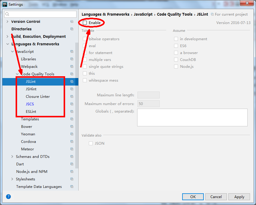 program path not specified webstorm