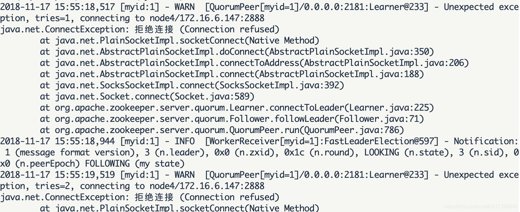 zookeeper拒绝连接