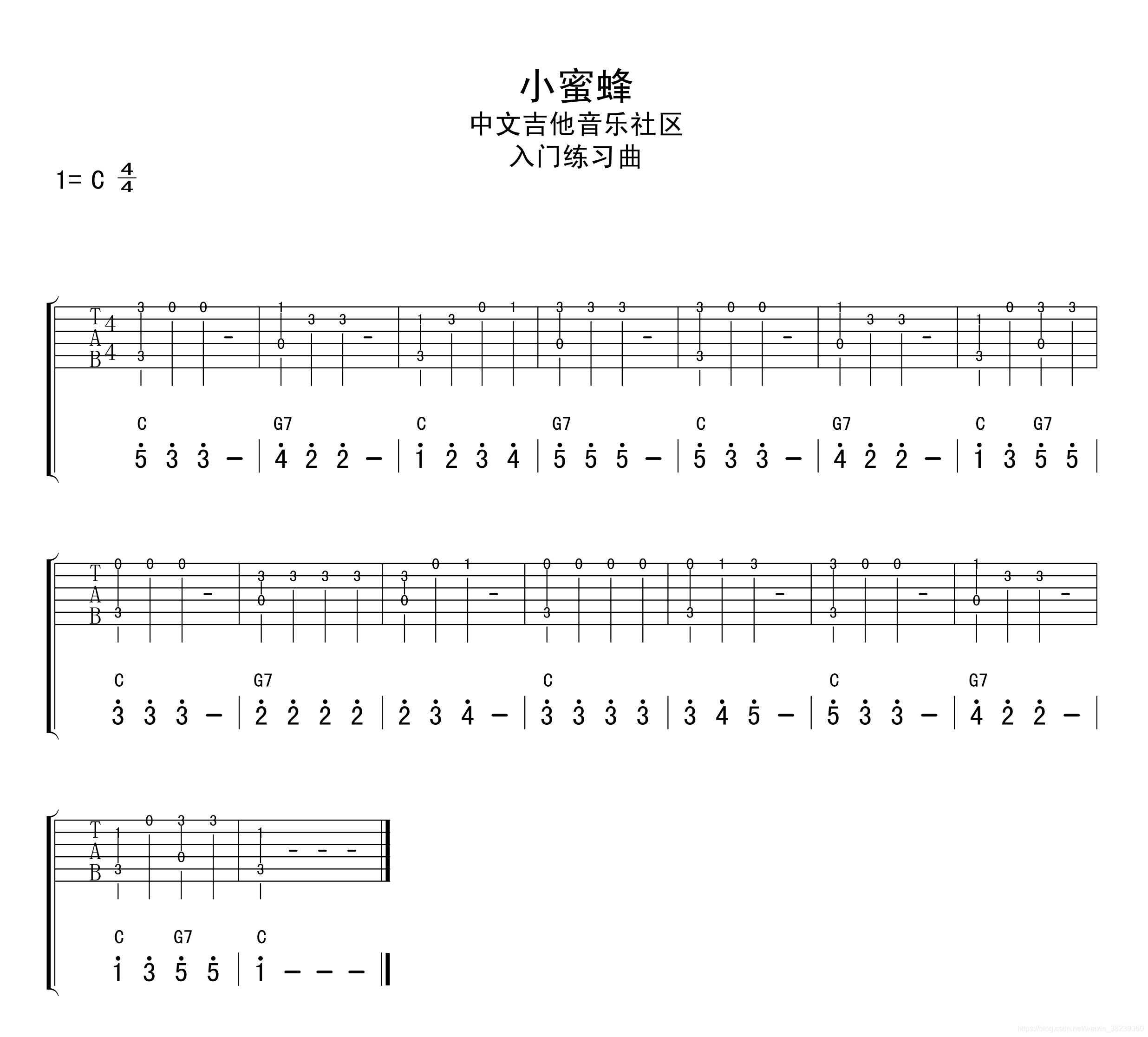 小蜜蜂 吉他谱-虫虫吉他谱免费下载