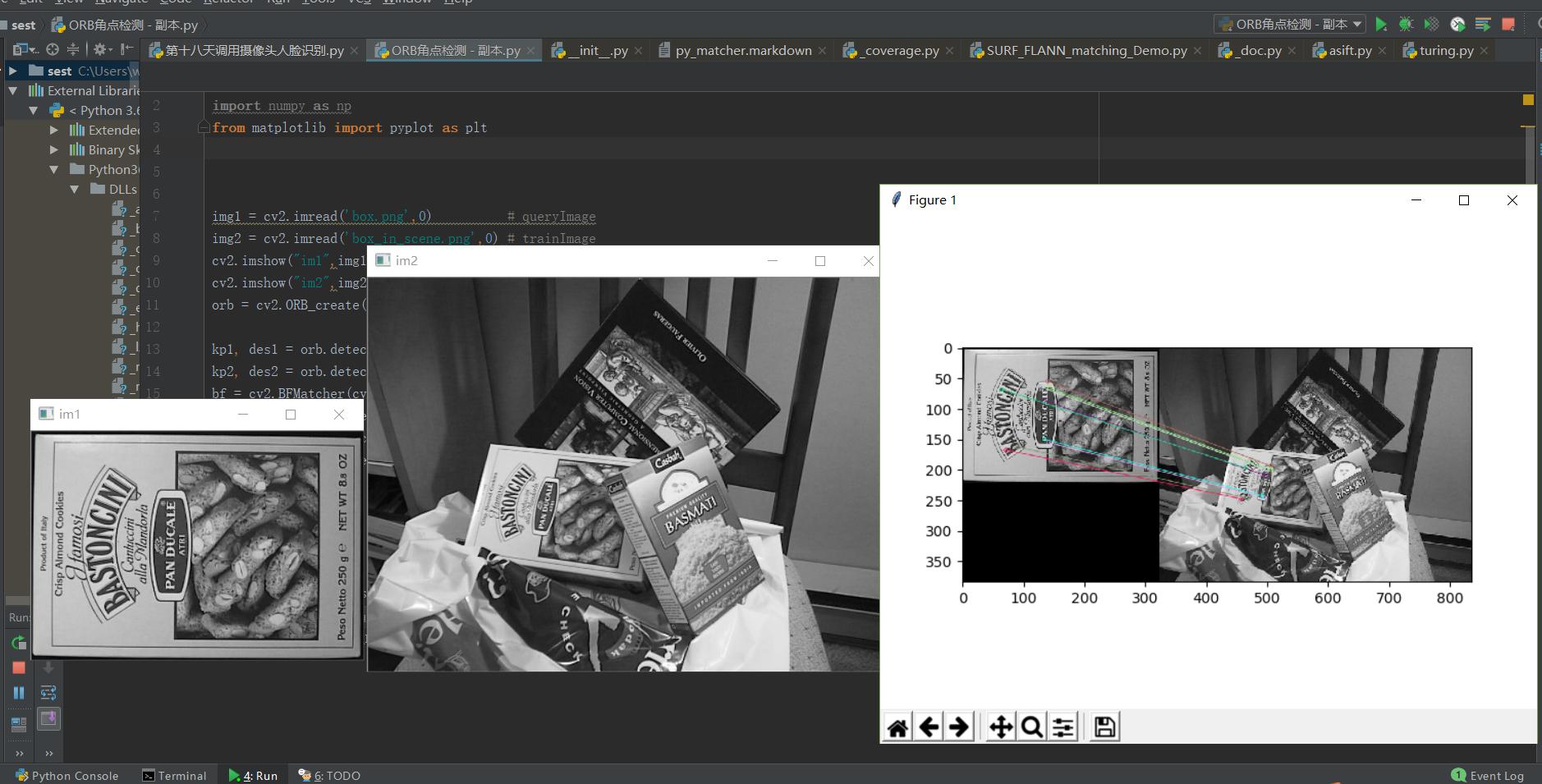 opencv  ORB两张图片蛮力匹配及官方例子错误，img3 = cv.drawMatches(img1,kp1,img2,kp2,matches[:10], flags=2)