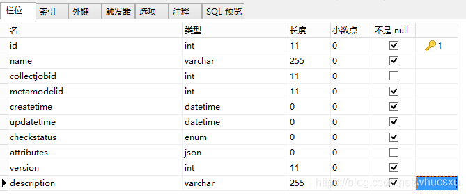 数据库表结构