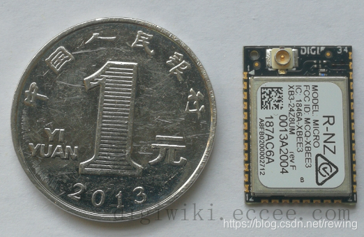 Micro XBee只有一玫硬币一半的大小