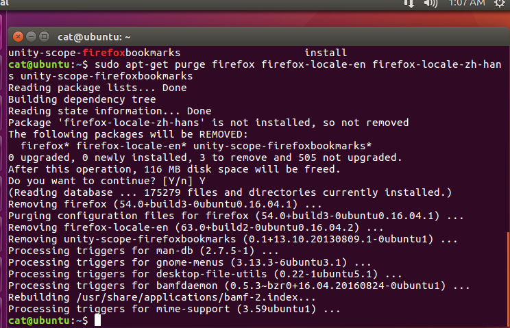 Ubuntu 16.04卸载火狐浏览器