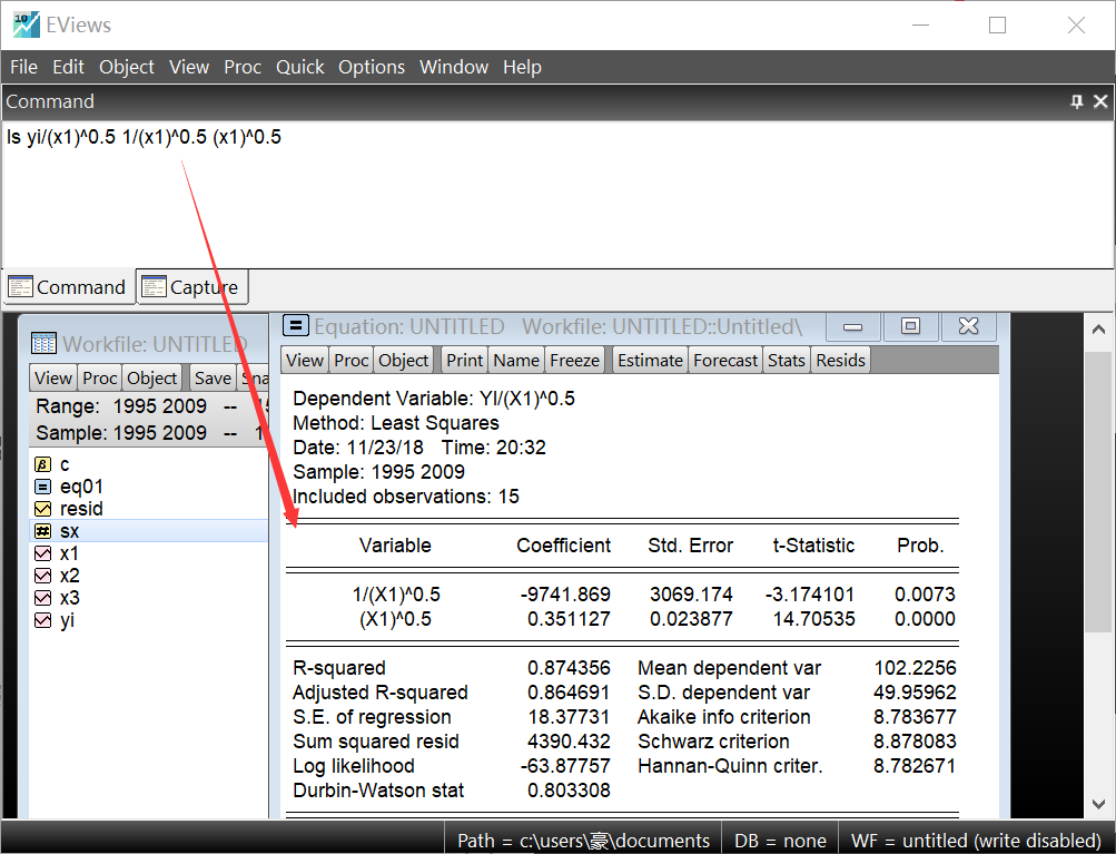 eviews 计量经济学笔记(自用)