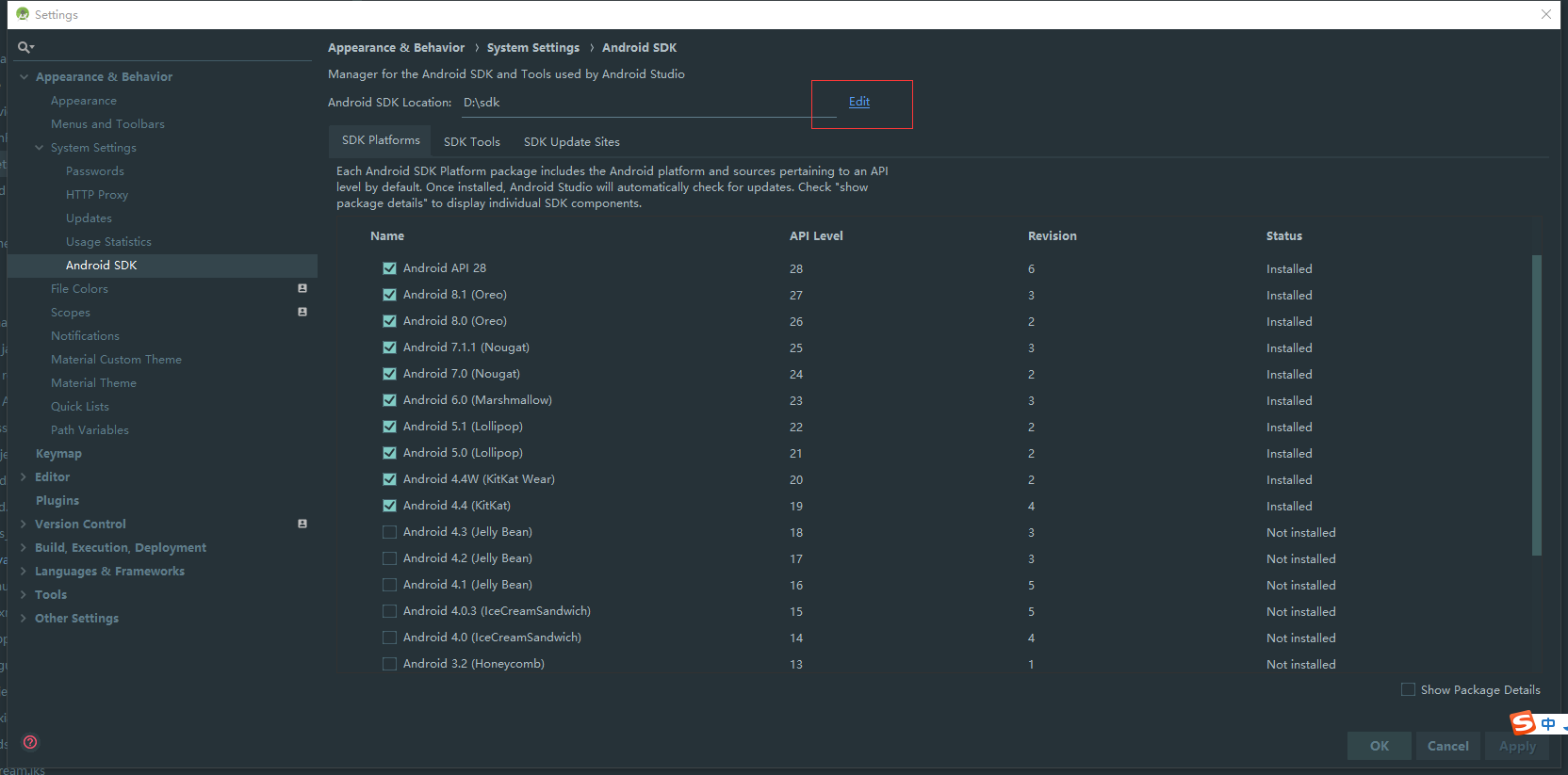 unity build select android sdk root folder