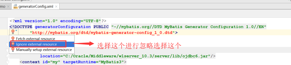 idea的xml配置中url显示：URI is not registered ( Setting | Project Settings | Schemas and DTDs )