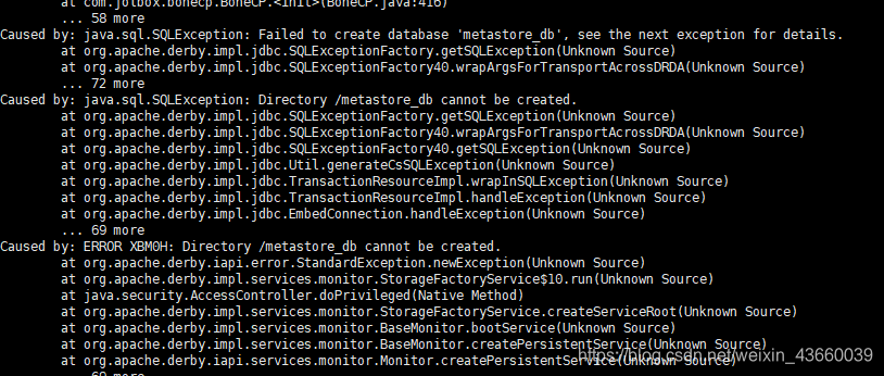 Directory /metastore_db cannot be created.的修改
